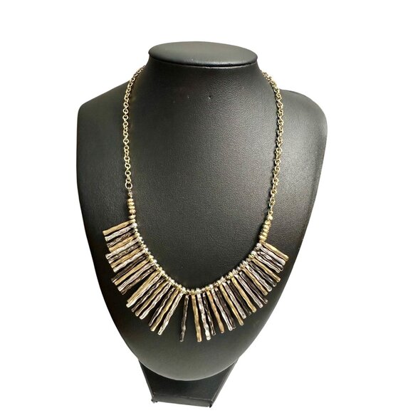 Alfani Necklace Jewlery Statement 21" Adjustable Mixed Silver & Gold Tone Bib - Picture 2 of 6